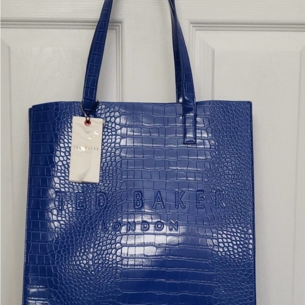 Ted Baker Blue Luxurious Croc-Texture Tote